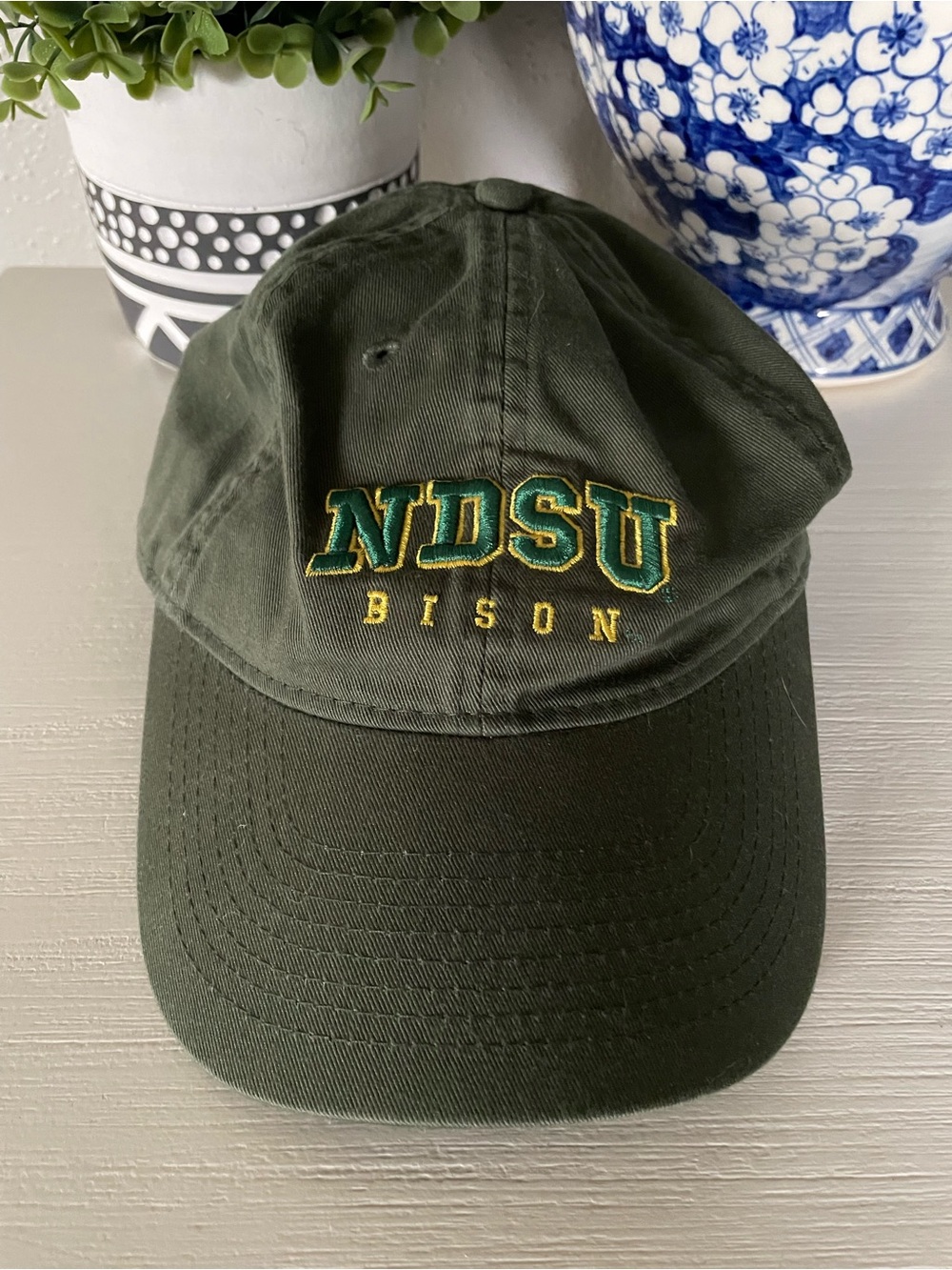 Legacy NDSU Bison Hat Cap Strap Back Green Yellow Embroidered Logo